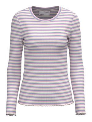 Pruhované bavlnené priliehavé tričko Selected Femme