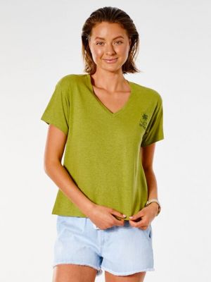 Tričko s výstřihem do v Rip Curl zelené
