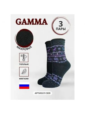 Женские носки Гамма средние, махровые, усиленная пятка серый