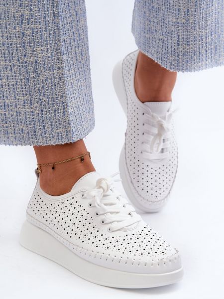 Δερμάτινα sneakers με πλατφόρμα Kesi λευκό