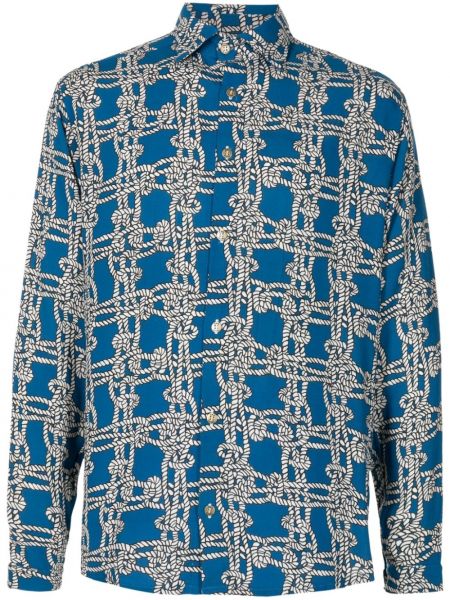 Σατέν πουκάμισο με σχέδιο Amir Slama μπλε