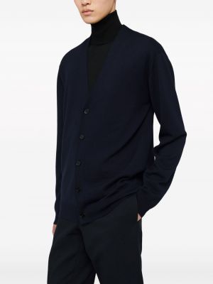 Woll strickjacke mit v-ausschnitt Jil Sander blau