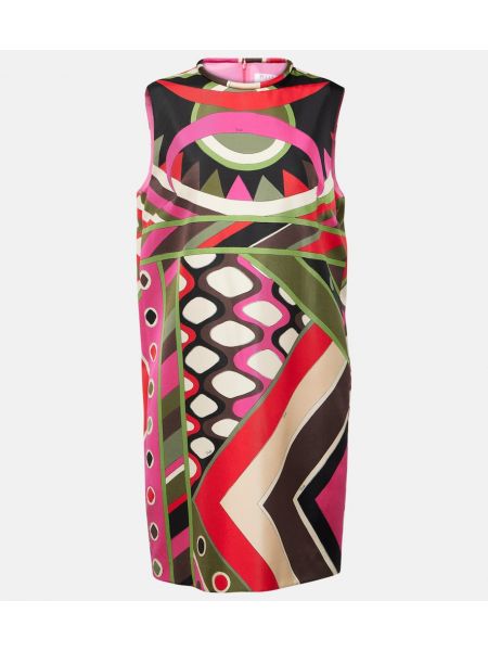 Μεταξωτή φόρεμα με σχέδιο Pucci χακί
