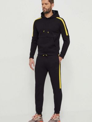 Spodnie sportowe bawełniane z nadrukiem Ea7 Emporio Armani czarne