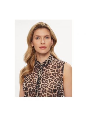 Blusa sin mangas con estampado leopardo Guess marrón