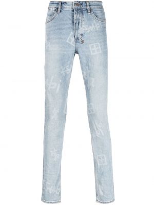 Skinny fit-jeans med sliten Ksubi blå