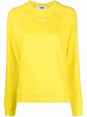 Пуловер с принт с кръгло деколте Msgm жълто