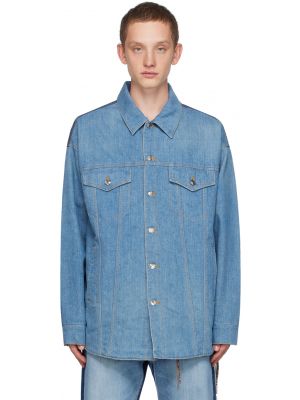 Сине-темно-синяя джинсовая рубашка со вставками mastermind JAPAN
