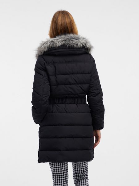 Pikowana kurtka z futerkiem Orsay czarna
