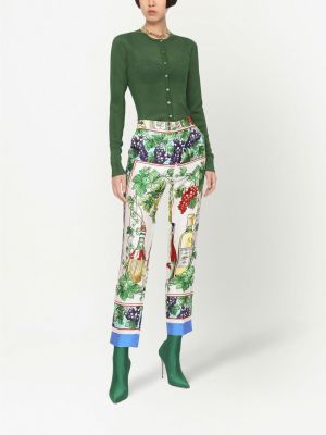 Rovné kalhoty s potiskem Dolce & Gabbana bílé