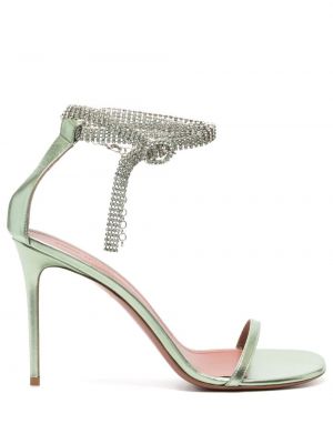 Sandali con cristalli Amina Muaddi verde
