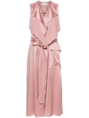 Satenska večernja haljina s draperijom Victoria Beckham ružičasta