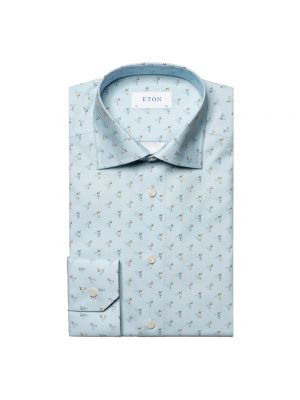 Slim fit hemd mit print Eton blau
