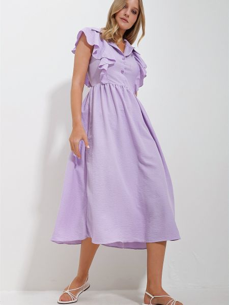 Midi haljina s patentnim zatvaračem Trend Alaçatı Stili