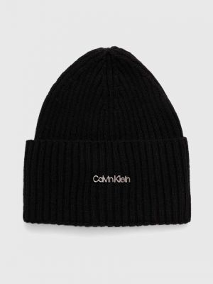 Czarna czapka z kaszmiru Calvin Klein