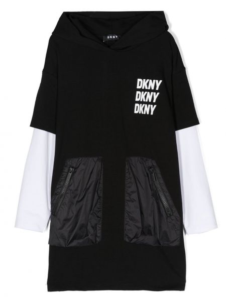 Hætte lige kjole for piger Dkny Kids sort