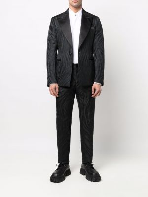 Žakárové rovné kalhoty Roberto Cavalli černé