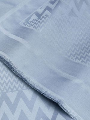 Žakárový hedvábný vlněný šál Lanvin modrý