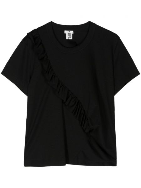 Bavlnené tričko s volánmi Noir Kei Ninomiya čierna