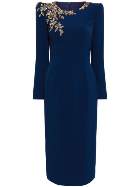 Права рокля от креп Jenny Packham синьо
