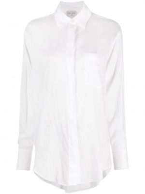 Prozirna pamučna svilena košulja Forte_forte bijela
