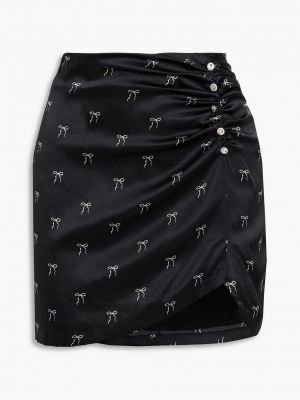 Шелковая юбка мини с принтом Cami Nyc черная