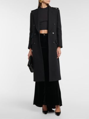 Кашмирен копринен вълнен пуловер Saint Laurent черно