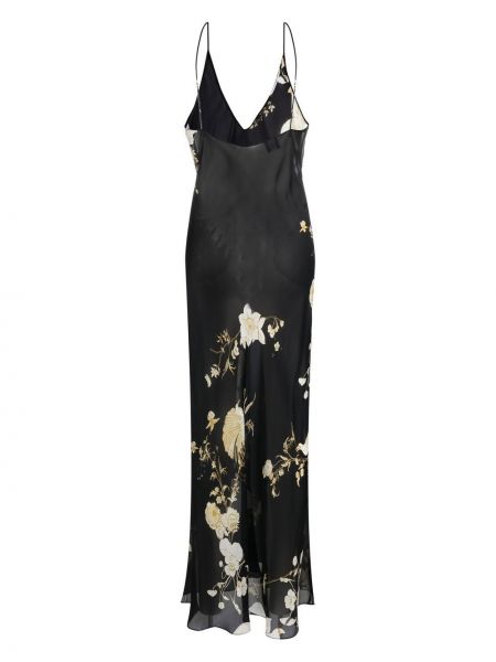Květinové dlouhé šaty s potiskem Carine Gilson černé