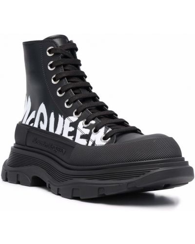 Ankle boots z nadrukiem Alexander Mcqueen czarne