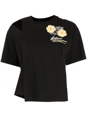 Kvetinové tričko Musium Div. čierna
