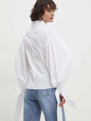 Bavlněná slim fit košile se stojáčkem Answear Lab bílá