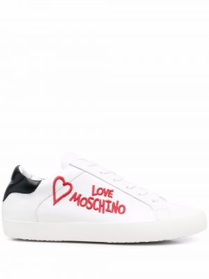 Blonder trykt snøring sneakers Love Moschino hvit