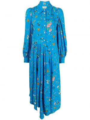 Midi obleka s cvetličnim vzorcem s potiskom Zadig&voltaire modra