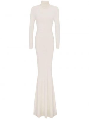 Biała sukienka długa wełniana Saint Laurent
