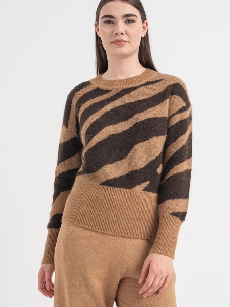 Шерстяной свитер из альпаки с принтом Banana Republic коричневый