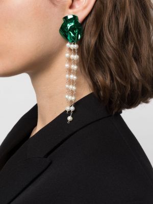 Boucles d'oreilles avec perles à boucle Sterling King vert