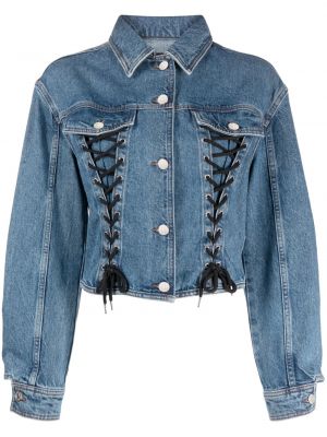 Mežģīņu džinsa jaka ar šņorēm Maje zils