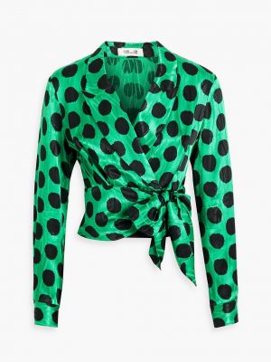 Блузка с запахом в горошек Diane Von Furstenberg зеленая