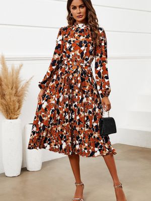Платье с воротником в цветочек с принтом с высоким воротником Fs Collection оранжевый