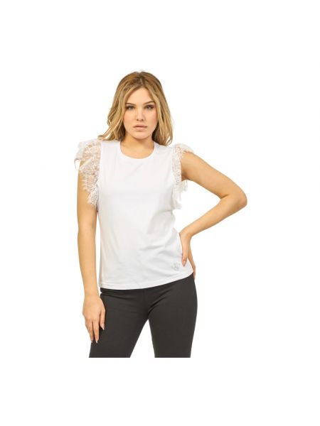 Spitzen t-shirt aus baumwoll Gaudi weiß