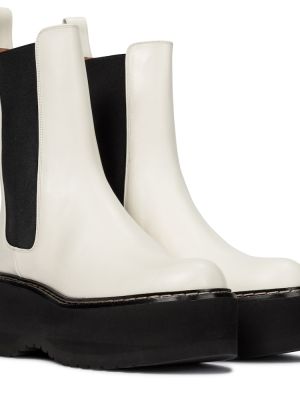Δερμάτινα μπότες chelsea με πλατφόρμα Paris Texas λευκό