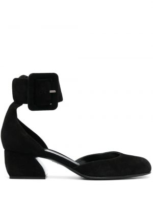 Велурени полуотворени обувки Sergio Rossi черно