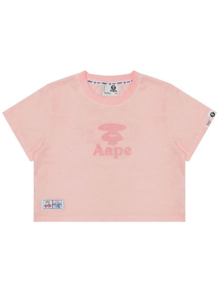 Tricou din bumbac cu imagine Aape By A Bathing Ape roz
