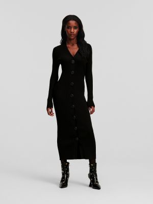 Плетена рокля Karl Lagerfeld черно