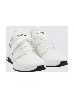 Sneakers in pelle scamosciata in mesh Tom Ford bianco