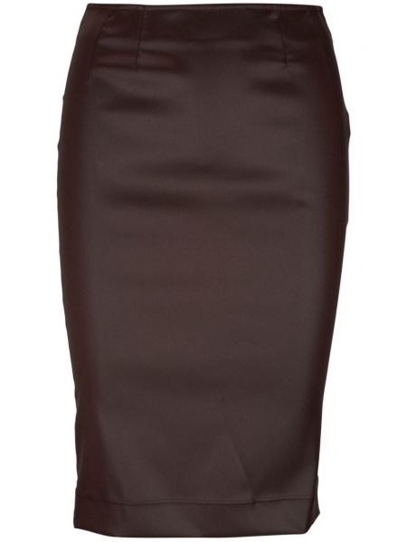 Satenska suknja s prorezom Dolce & Gabbana smeđa