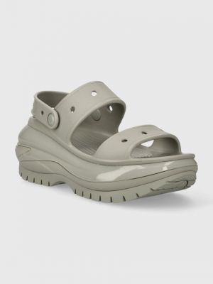 Pantofle na platformě Crocs šedé