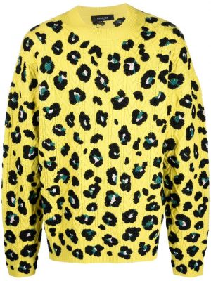 Volneni pulover s potiskom z leopardjim vzorcem Versace rumena