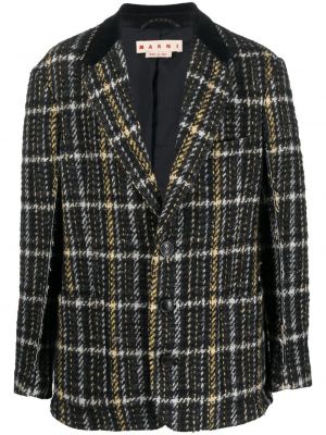 Trykt sjekket lang blazer Marni svart