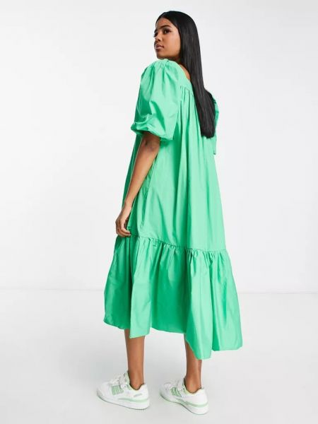 Платье миди с квадратным вырезом оверсайз Glamorous зеленое